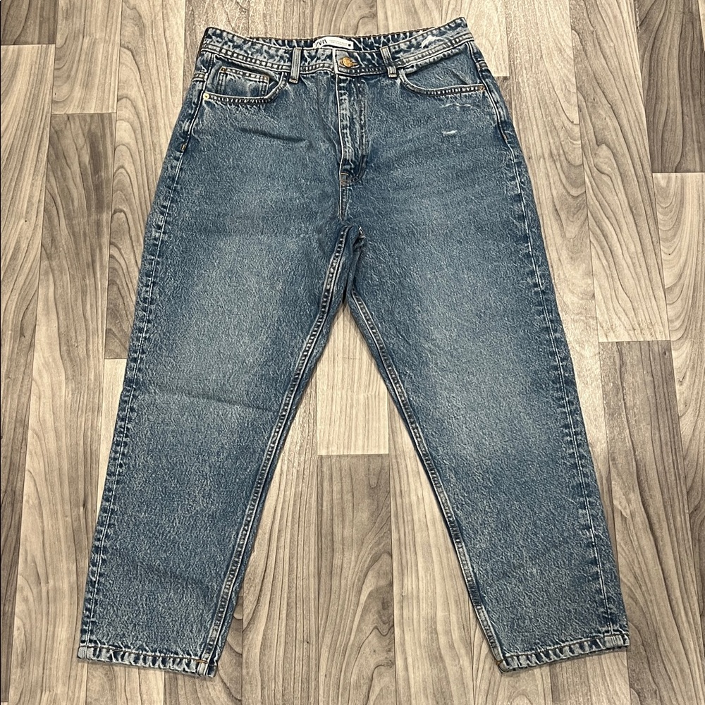 SIZE 12 ZARA WOMENS RELAXED BLUE FIT JEANS